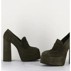 Sale GARRICE LAB Khaki suede platform loafers - BARSI KAKI