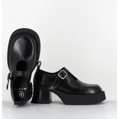 E8 BY MIISTA Mary-jane à plateforme en cuir - BIRGIT BLACK BROGUES NOIR