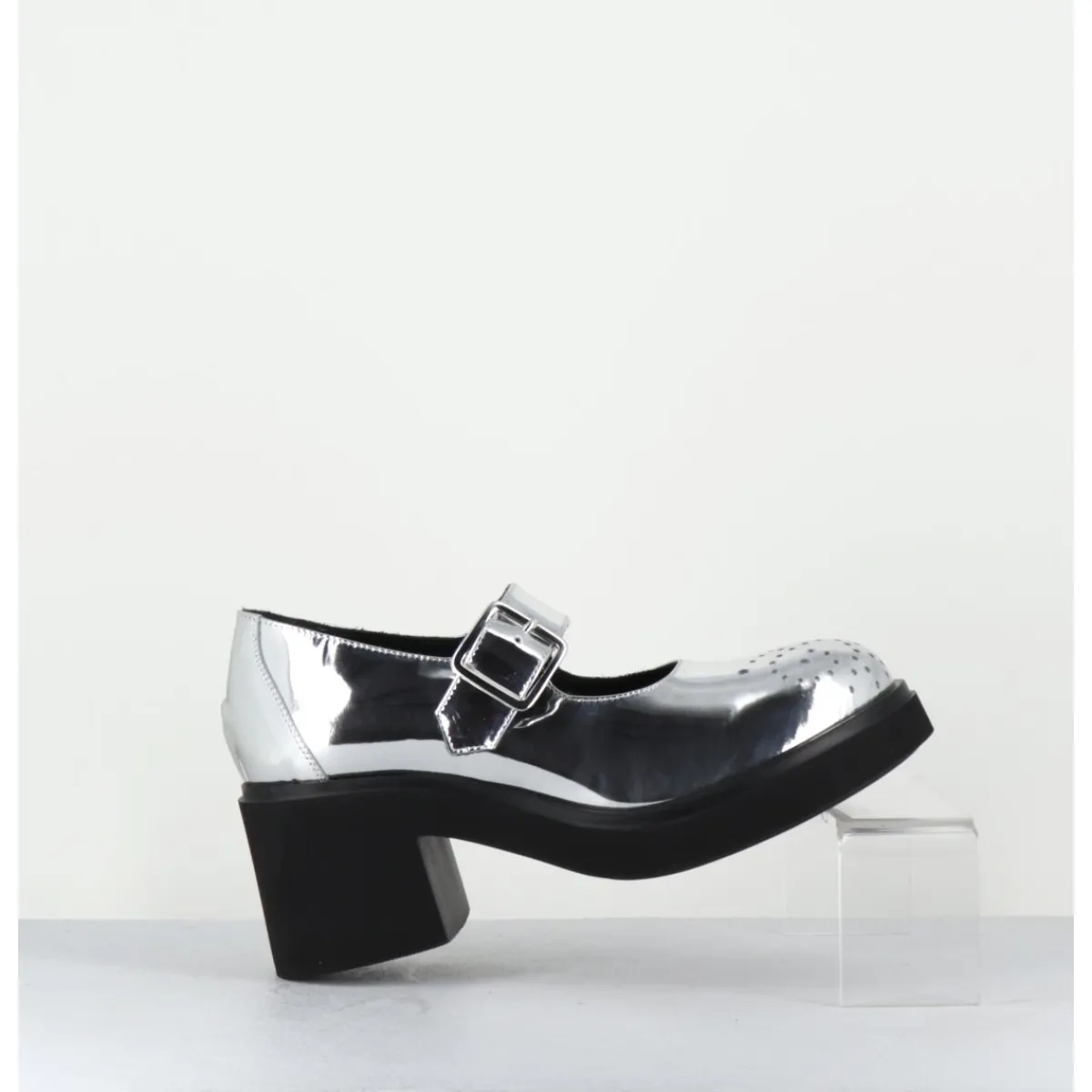OA NON FASHION Mary-Jane à talon en cuir glacé miroir - AL111 SUPERLUX O ARGENT