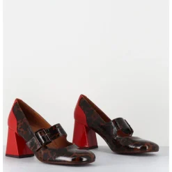 CHIE MIHARA Mary-Jane à talon en cuir vernis leopard & talon rouge - SYSA FIAT CASTANO