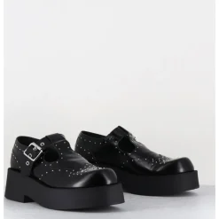 Hot OA NON FASHION Mary-Jane en cuir glacé & clous - COLA ABRA NERO NOIR
