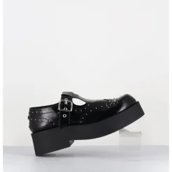 Hot OA NON FASHION Mary-Jane en cuir glacé & clous - COLA ABRA NERO NOIR