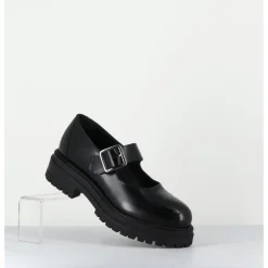 Hot OA NON FASHION Mary-Jane en cuir glacé semelle épaisse - AL108 ABRASIVATO NERO NOIR