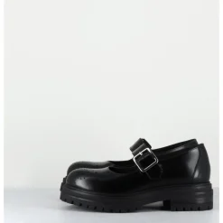 Hot OA NON FASHION Mary-Jane en cuir glacé semelle épaisse - AL108 ABRASIVATO NERO NOIR