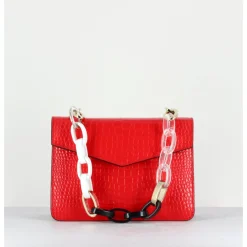 Outlet LES PETITS JOUEURS Mini Pixie Chunky Chain - Croco ROUGE