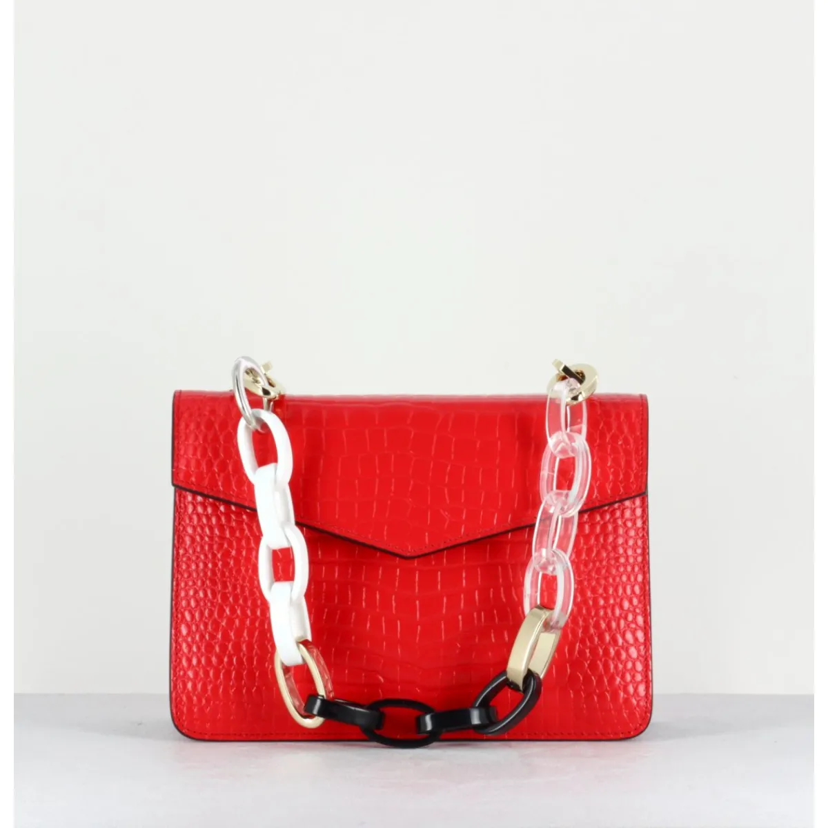Outlet LES PETITS JOUEURS Mini Pixie Chunky Chain - Croco ROUGE