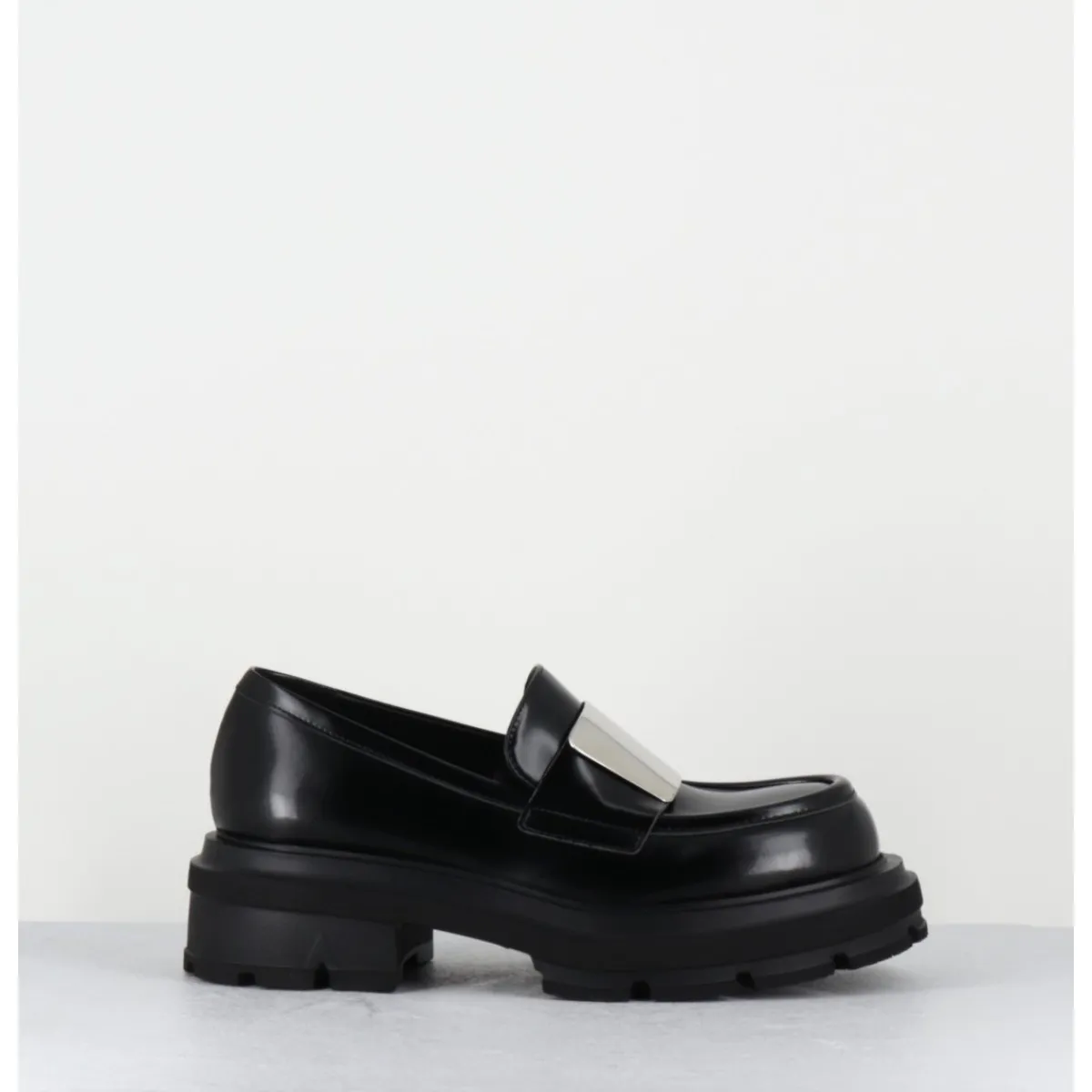 New ELENA IACHI Mocassin effet glacé & métal - E4121-T BELT NERO NOIR