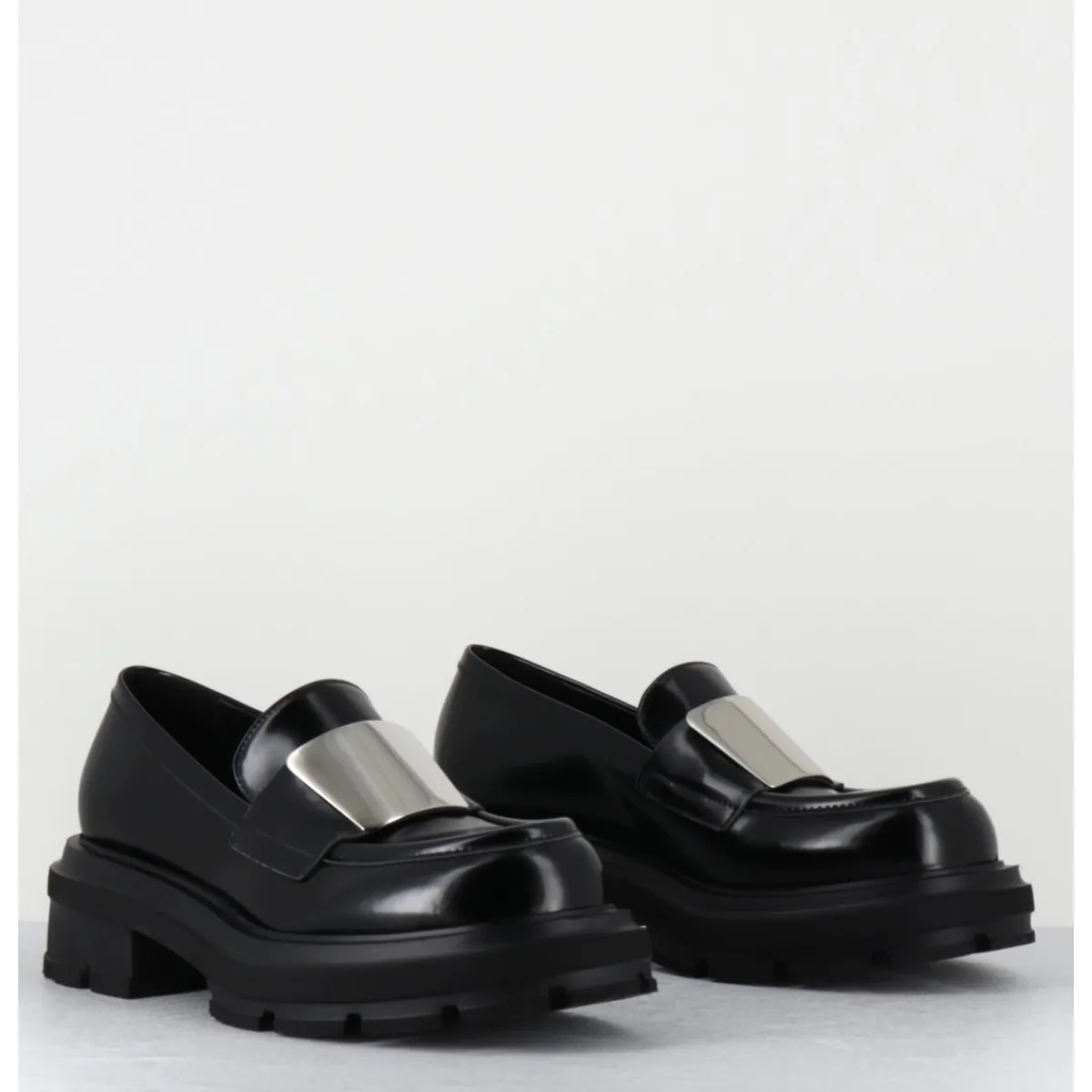 New ELENA IACHI Mocassin effet glacé & métal - E4121-T BELT NERO NOIR