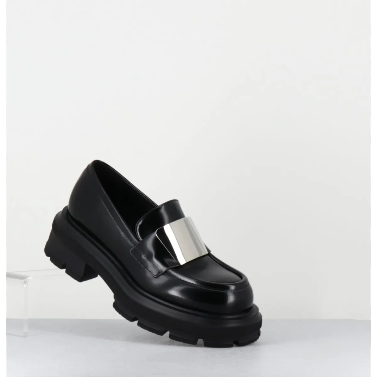 New ELENA IACHI Mocassin effet glacé & métal - E4121-T BELT NERO NOIR