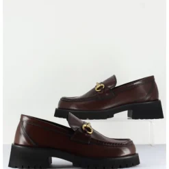 Discount GARRICE LAB Mocassin en cuir à mors doré & semelle micro - 21JMC30 MORO MARRON