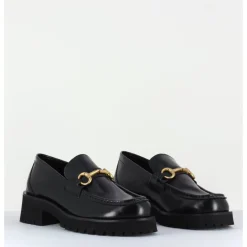 GARRICE LAB Mocassin en cuir à mors doré & semelle micro - 21JMC30 NERO NOIR