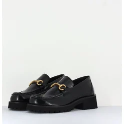 GARRICE LAB Mocassin en cuir à mors doré & semelle micro - 21JMC30 NERO NOIR