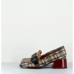 Online CHIE MIHARA Mocassins à petit talon cuir imprimé tartan & boucle - BUCLE SCOTCH CLASSIC