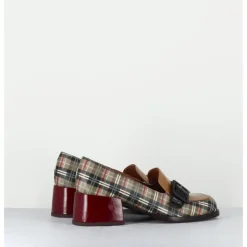 Online CHIE MIHARA Mocassins à petit talon cuir imprimé tartan & boucle - BUCLE SCOTCH CLASSIC