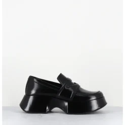 Sale VIC MATIE Mocassins à plateforme en cuir glacé - 1F2402D LATTEX BLACK NOIR