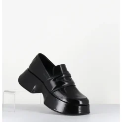 Sale VIC MATIE Mocassins à plateforme en cuir glacé - 1F2402D LATTEX BLACK NOIR