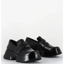 Sale VIC MATIE Mocassins à plateforme en cuir glacé - 1F2402D LATTEX BLACK NOIR
