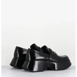 Sale VIC MATIE Mocassins à plateforme en cuir glacé - 1F2402D LATTEX BLACK NOIR