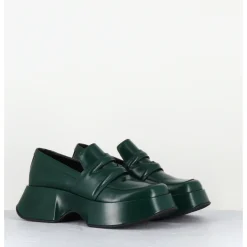 Clearance VIC MATIE Mocassins à plateforme en cuir glacé - 1F2402D LATTEX GREEN VERT