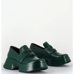 Clearance VIC MATIE Mocassins à plateforme en cuir glacé - 1F2402D LATTEX GREEN VERT