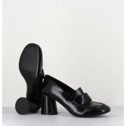 Online HALMANERA Mocassins à talon en cuir - ACE03 NERO NOIR