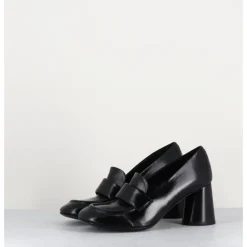 Online HALMANERA Mocassins à talon en cuir - ACE03 NERO NOIR