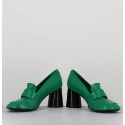 HALMANERA Mocassins à talon en cuir souple - ACE23 GLAZE MELA VERT