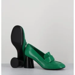 HALMANERA Mocassins à talon en cuir souple - ACE23 GLAZE MELA VERT