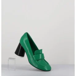 HALMANERA Mocassins à talon en cuir souple - ACE23 GLAZE MELA VERT