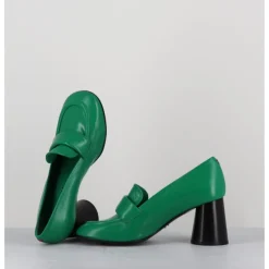 HALMANERA Mocassins à talon en cuir souple - ACE23 GLAZE MELA VERT