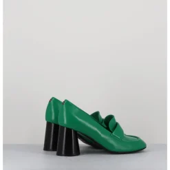 HALMANERA Mocassins à talon en cuir souple - ACE23 GLAZE MELA VERT