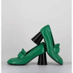 HALMANERA Mocassins à talon en cuir souple - ACE23 GLAZE MELA VERT