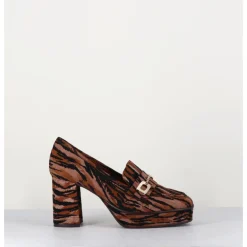 Discount CAREL Mocassins à talon en cuir velours tigré - BRIDGET TIGRE