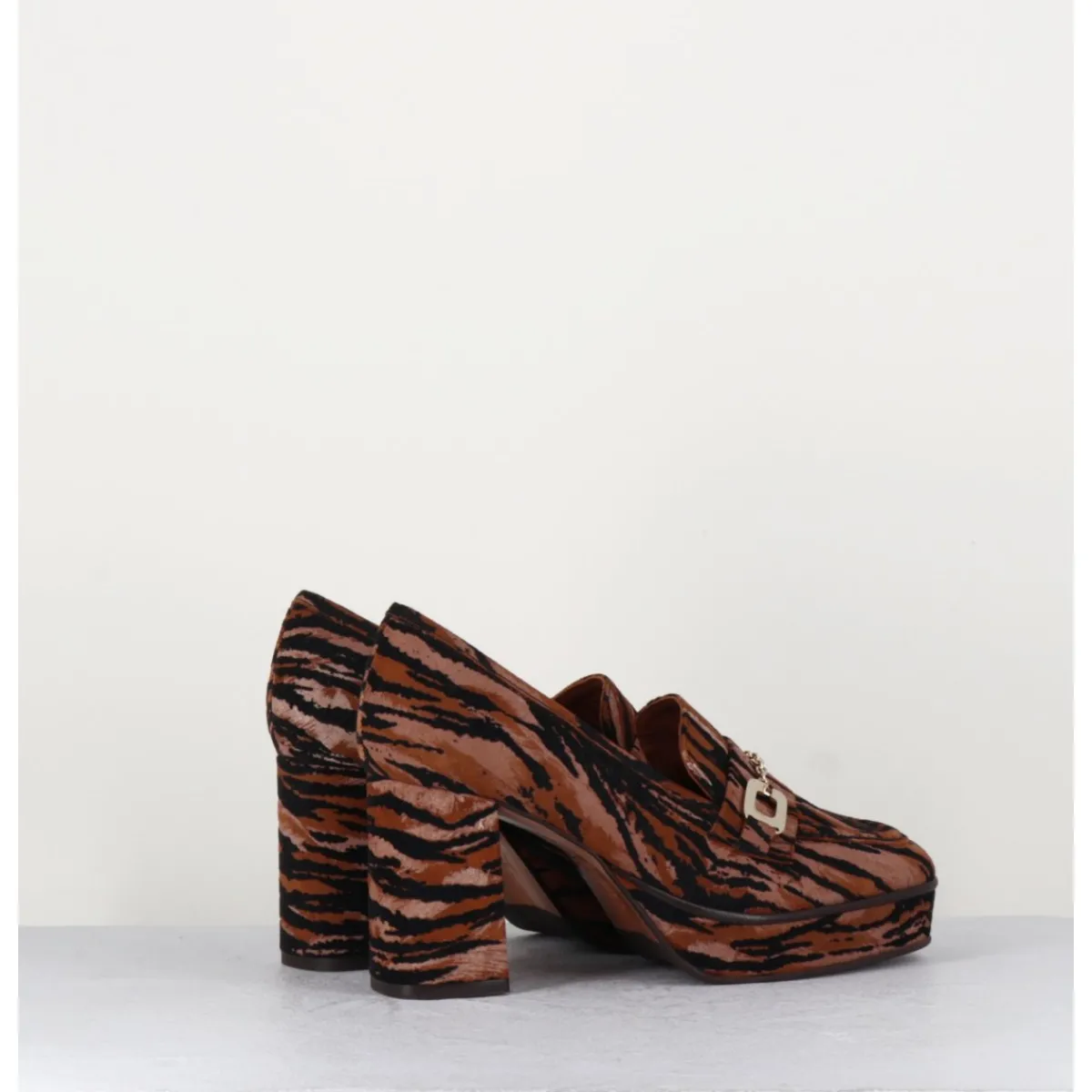 Discount CAREL Mocassins à talon en cuir velours tigré - BRIDGET TIGRE