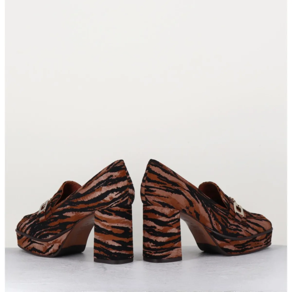 Discount CAREL Mocassins à talon en cuir velours tigré - BRIDGET TIGRE