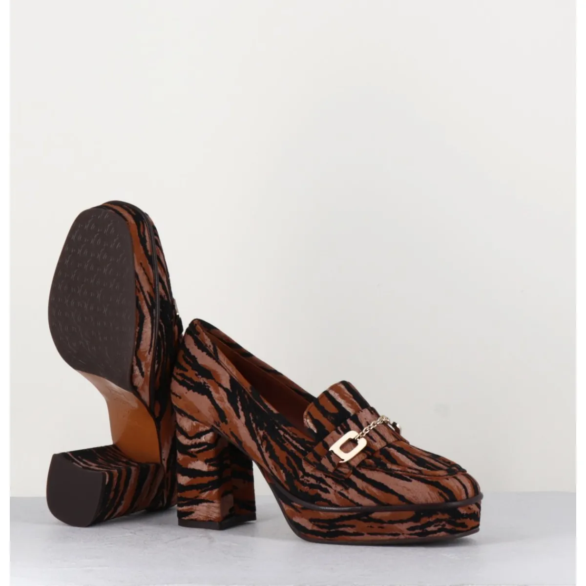 Discount CAREL Mocassins à talon en cuir velours tigré - BRIDGET TIGRE