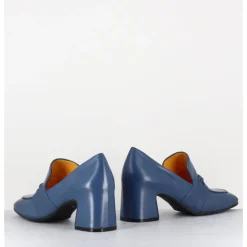 Best MARA BINI Mocassins à talon en cuir souple jean - F511 SETA JEANS BLEU