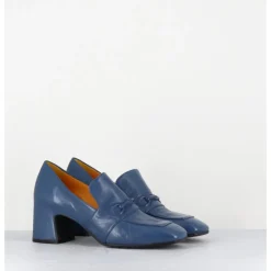 Best MARA BINI Mocassins à talon en cuir souple jean - F511 SETA JEANS BLEU