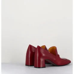 Clearance MARA BINI Mocassins à talon 70s en cuir bout carré - F511 SETA RED ROUGE