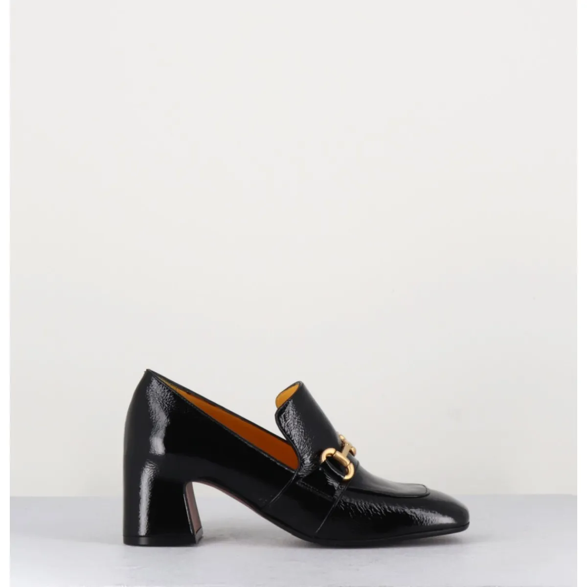 Outlet MARA BINI Mocassins à talon 70s en cuir vinyle - H759 NAPLAK NOIR