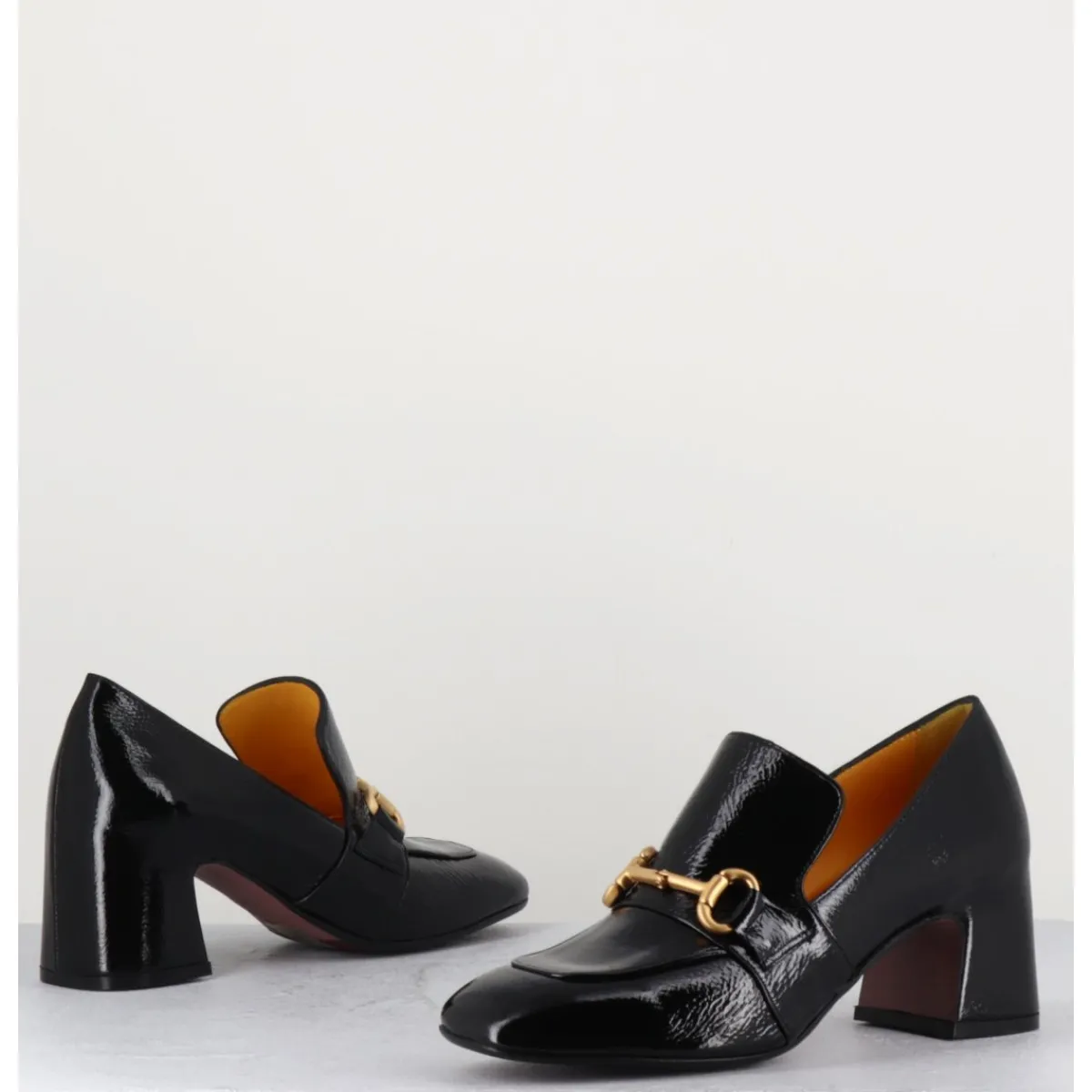 Outlet MARA BINI Mocassins à talon 70s en cuir vinyle - H759 NAPLAK NOIR