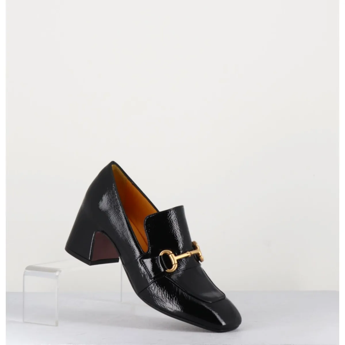 Outlet MARA BINI Mocassins à talon 70s en cuir vinyle - H759 NAPLAK NOIR