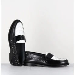 GARRICE LAB Mocassins bi-colores noir & blanc cloutés - ILAY ABRA NERO BIANCO NOIR&BLANC