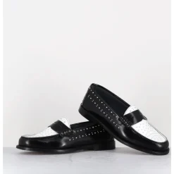 GARRICE LAB Mocassins bi-colores noir & blanc cloutés - ILAY ABRA NERO BIANCO NOIR&BLANC