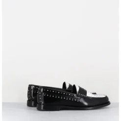 GARRICE LAB Mocassins bi-colores noir & blanc cloutés - ILAY ABRA NERO BIANCO NOIR&BLANC