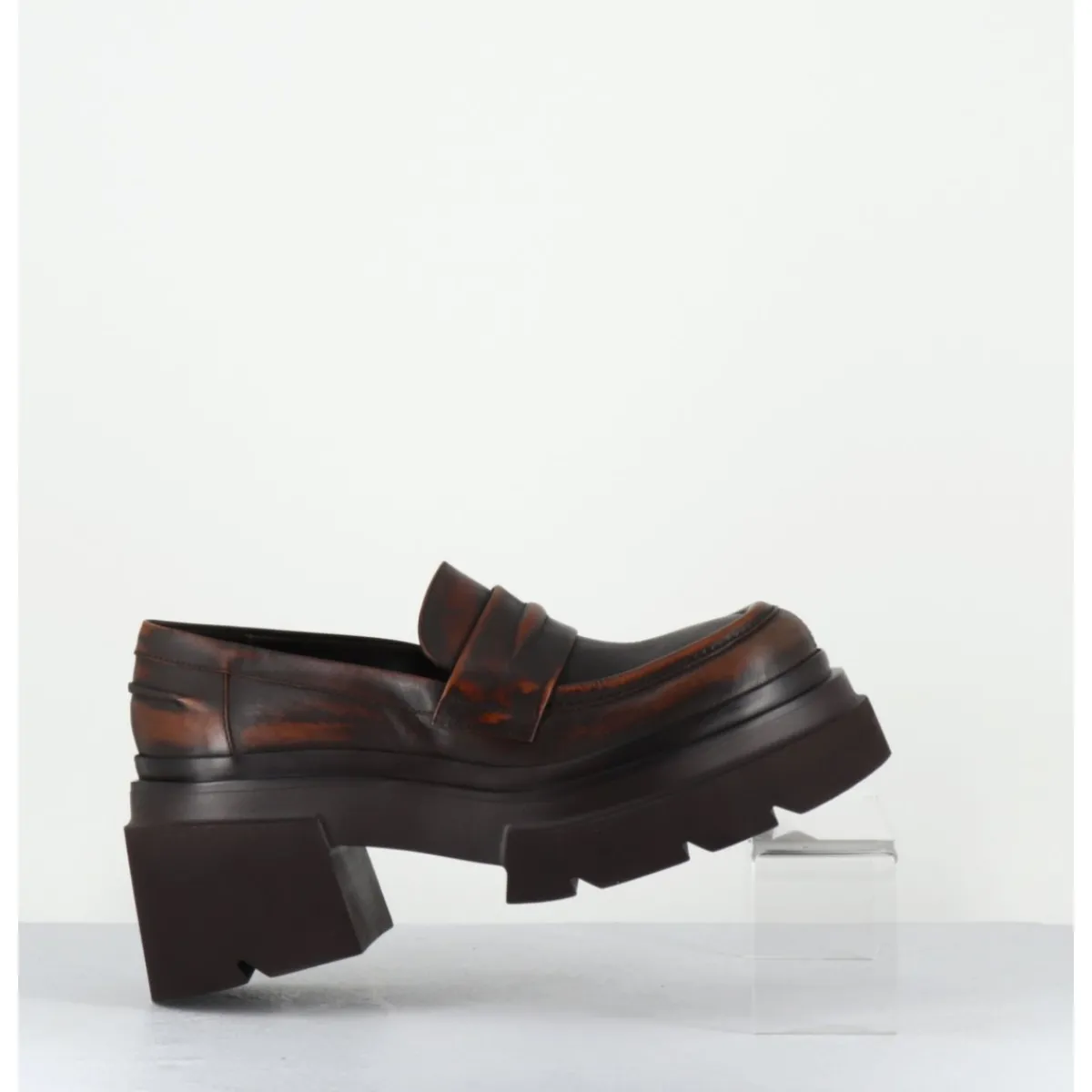 Online ELENA IACHI Mocassins chunky en cuir vieilli - E3728H24 BETA CUOIO MARRON