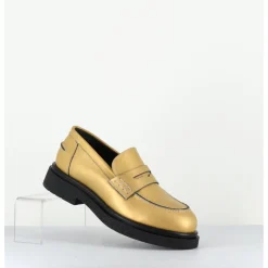 Discount OA NON FASHION Mocassins en cuir doré mat semelle légère - AL100 OLD METAL DORE