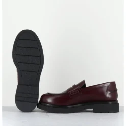 Outlet OA NON FASHION Mocassins en cuir glacé x semelle légère - AL100 ABRASIVATO BORDEAU