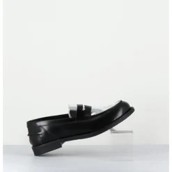 Online OA NON FASHION Mocassins en cuir glacé noir & argent - AL103 NERO ARGENTO