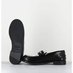 Online OA NON FASHION Mocassins en cuir glacé noir & argent - AL103 NERO ARGENTO